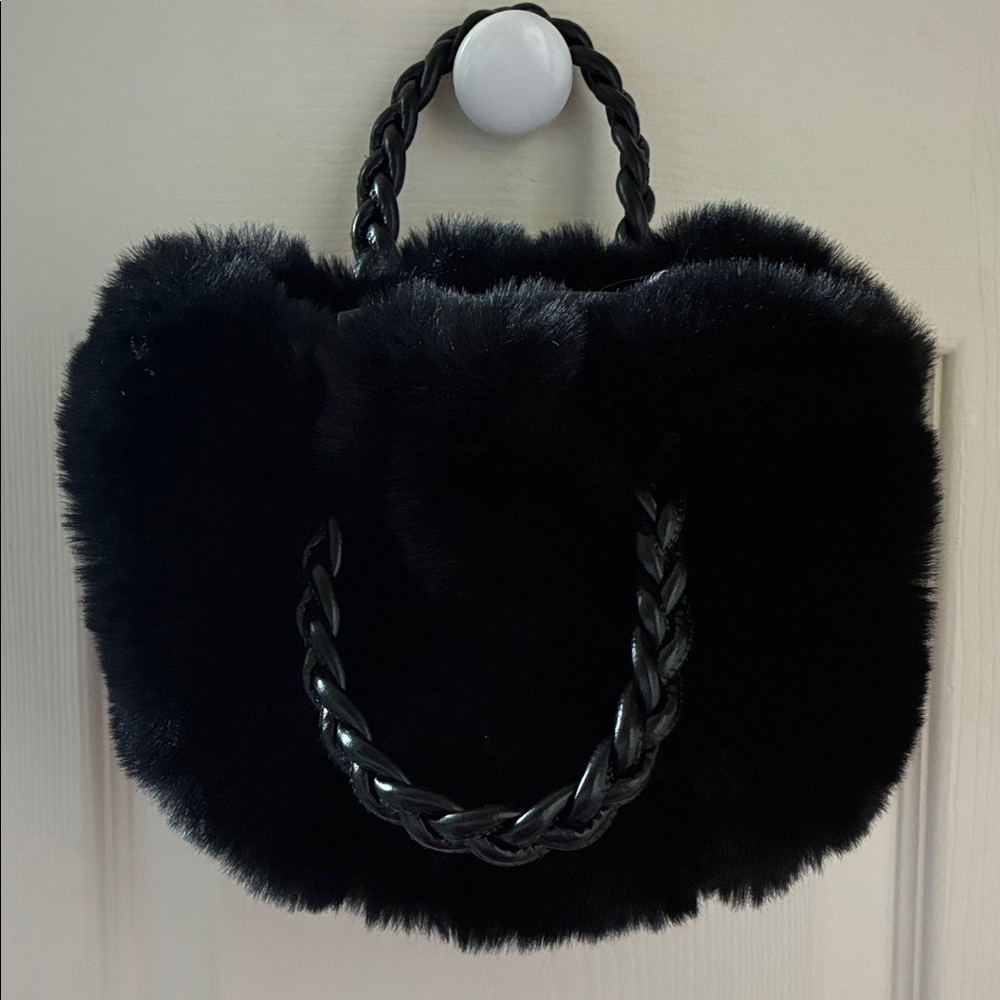 Fun cozy Black Faux Fur Handbag